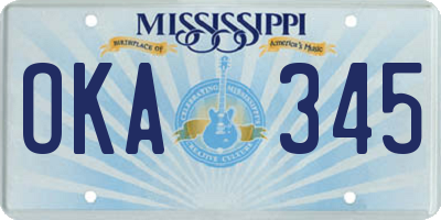 MS license plate OKA345