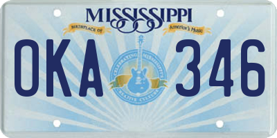 MS license plate OKA346