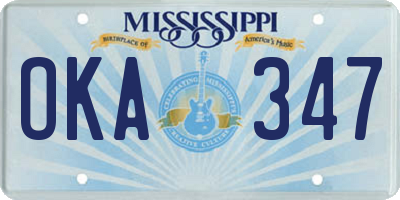 MS license plate OKA347