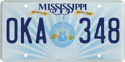 MS license plate OKA348