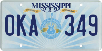 MS license plate OKA349