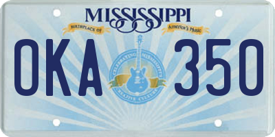 MS license plate OKA350