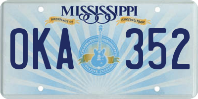 MS license plate OKA352
