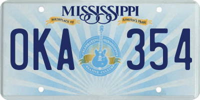MS license plate OKA354