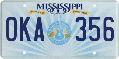 MS license plate OKA356