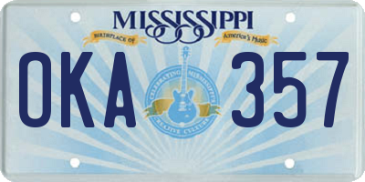 MS license plate OKA357