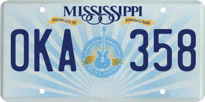 MS license plate OKA358