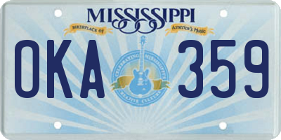 MS license plate OKA359
