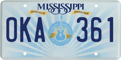 MS license plate OKA361