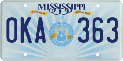 MS license plate OKA363