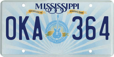MS license plate OKA364