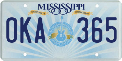 MS license plate OKA365
