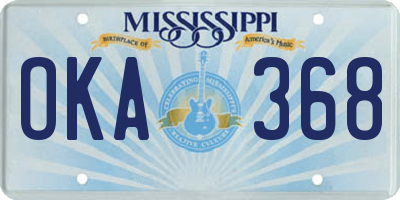 MS license plate OKA368