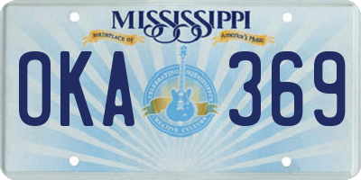 MS license plate OKA369