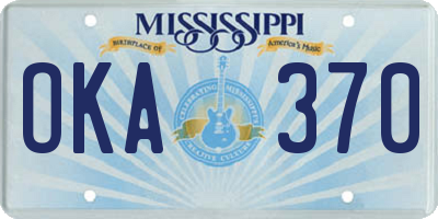 MS license plate OKA370