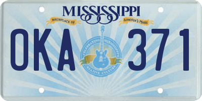 MS license plate OKA371