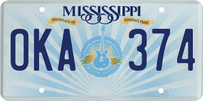 MS license plate OKA374