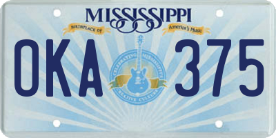 MS license plate OKA375
