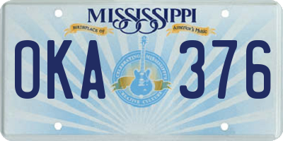 MS license plate OKA376