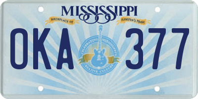 MS license plate OKA377