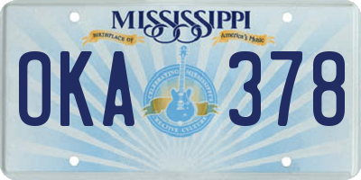 MS license plate OKA378