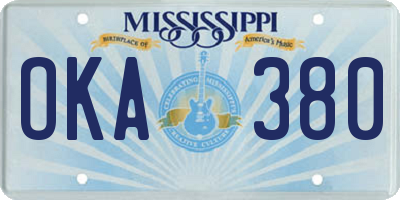 MS license plate OKA380