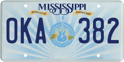 MS license plate OKA382