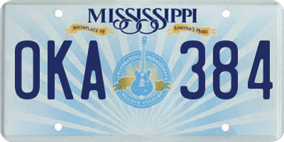 MS license plate OKA384