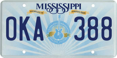 MS license plate OKA388
