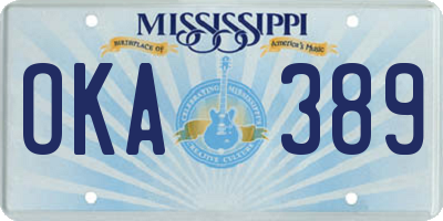 MS license plate OKA389