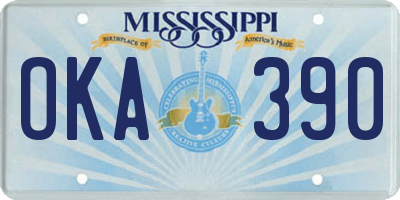 MS license plate OKA390
