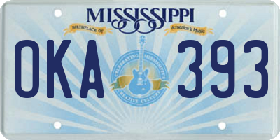 MS license plate OKA393