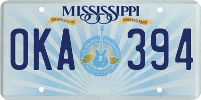 MS license plate OKA394
