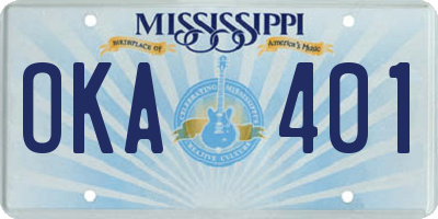 MS license plate OKA401