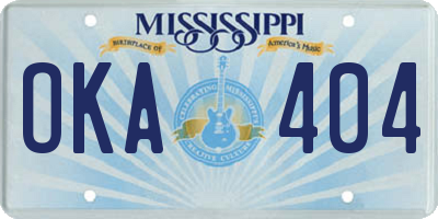 MS license plate OKA404