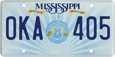 MS license plate OKA405