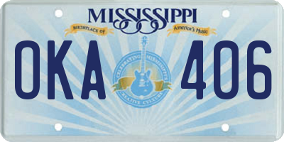 MS license plate OKA406