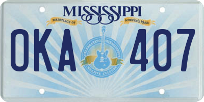 MS license plate OKA407