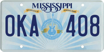 MS license plate OKA408