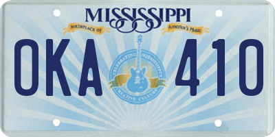 MS license plate OKA410