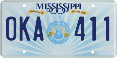 MS license plate OKA411