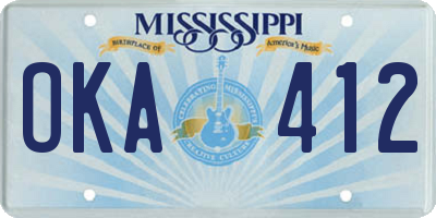 MS license plate OKA412