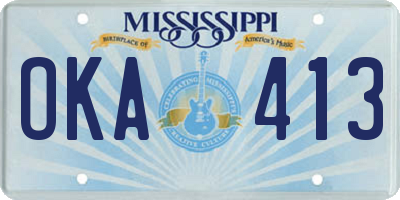 MS license plate OKA413