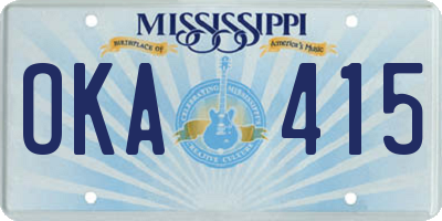MS license plate OKA415