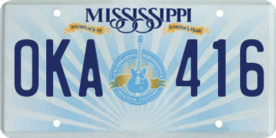 MS license plate OKA416