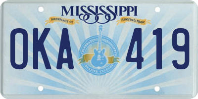 MS license plate OKA419