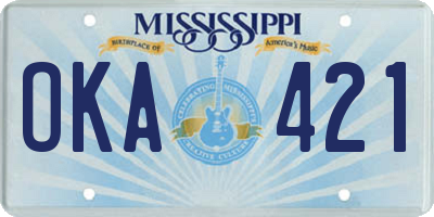 MS license plate OKA421