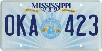 MS license plate OKA423