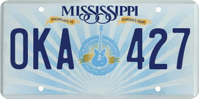 MS license plate OKA427