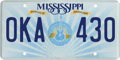 MS license plate OKA430